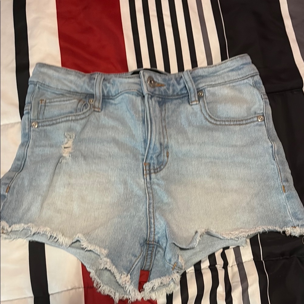 Kendall & Kylie Blue Jean Shorts Distressed High-Waisted